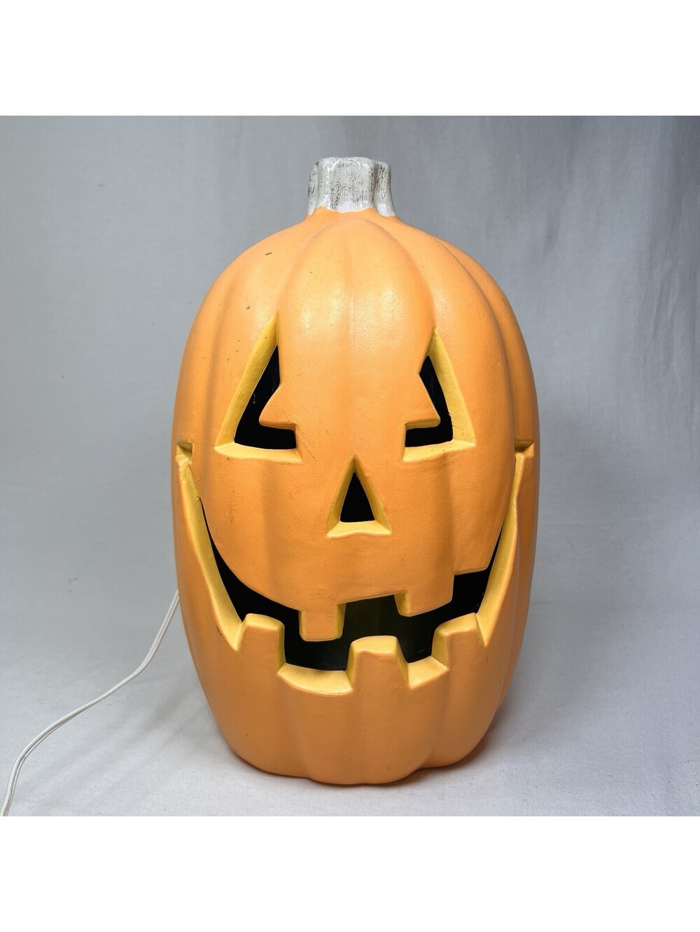 Vintage Large Light Up Halloween Pumpkin Blow Mold Jack O Lantern 16"
